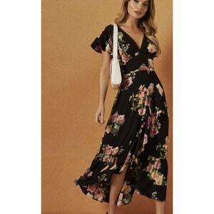 Boutique Navy Floral Wrap Dress